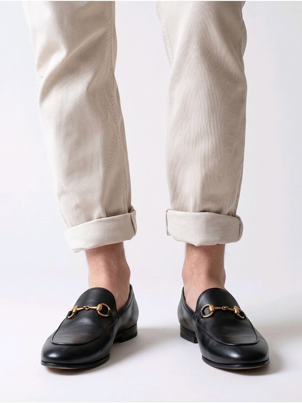 Gucci Black Leather Horsebit Loafers